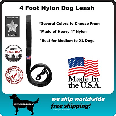 #ad #ad Dog Leash Lead 4 Foot Length MADE IN THE USA 1quot; Nylon Many Colors High Quality $12.49