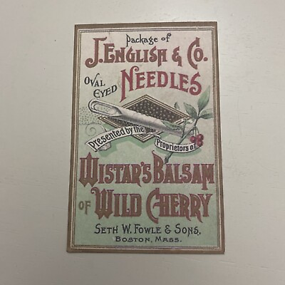 #ad Vintage Label Card Package Of J. English amp; Co Wilstars Balsam Of Wild Cherry $6.00