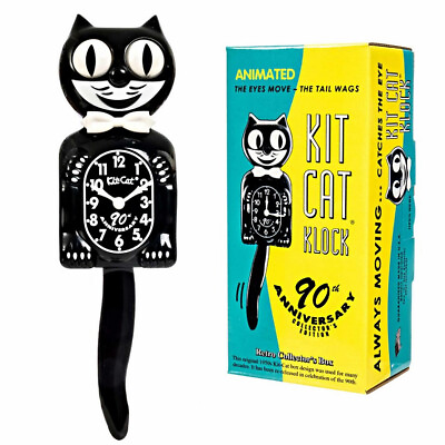 #ad 90th Edition Black Kit Cat Klock with Collectors Box FREE US SHIPPING $74.99