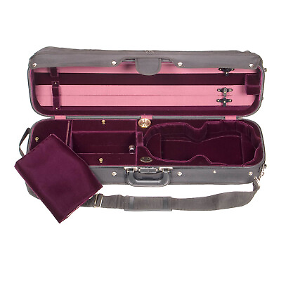 #ad Bobelock 1017 Hill Style Oblong 4 4 Violin Case with Wine Velvet Interior $337.45