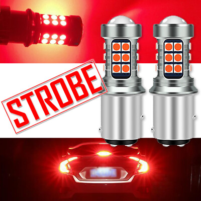 #ad 2x 1157 LED Strobe Flashing Safety Warning Brake Stop Light Tail Blinking Light $7.76