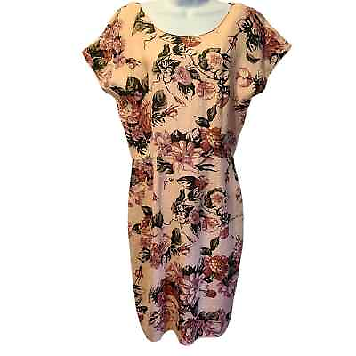 #ad Carole Little Women#x27;s Dress Size 12 Linen Vintage Floral Cottage Core Peach Pink $29.98