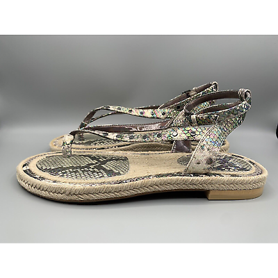 #ad VINCE CAMUTO KELMIA New Strappy Snakeskin Thong Sandals Flats Women#x27;s Size 8 M $45.00