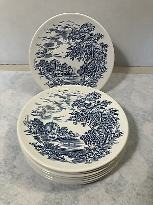 #ad Enoch Wedgwood Tunstall quot;Countrysidequot; Blue Bread Plates 6quot; Set of 8 $34.99