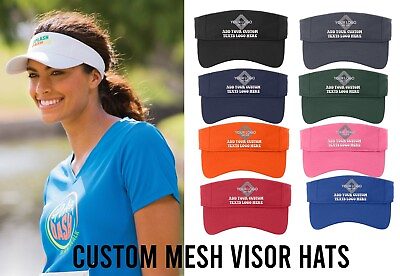 #ad Ink Stitch Custom Logo Texts Stitching Logo Texts Unisex Mesh Visor Hats $19.99