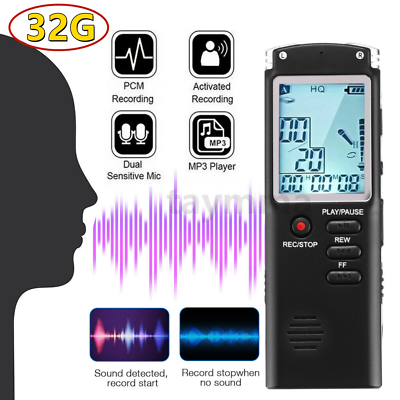 #ad 32G Mini Digital Sound Audio Recorder Voice Activated Dictaphone MP3 Player $21.89