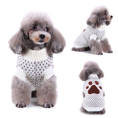 #ad Dog Knitted Sweater Warm Winter Clothes Puppy Pullover Jumpsuit Small Large Pet $12.19