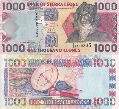 #ad SIERRA LEONE 1000 LEONES 2002 P 24 a UNC $4.39
