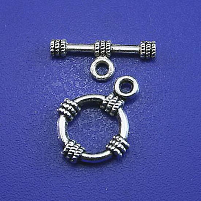 #ad 10sets Tibetan silver round toggle clasps H2639 $2.50
