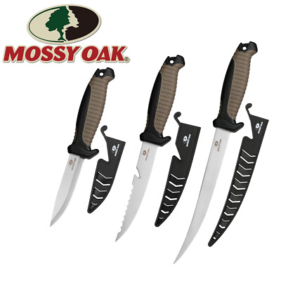 #ad Mossy Oak 3PCS Fishing Knife Sets Stainless Steel Filet Knife Dual Color Handles $21.99