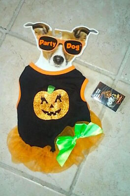 #ad Party Dog Pumpkin Dress Costume Halloween Outfit Size NEW Size S Petit $11.16