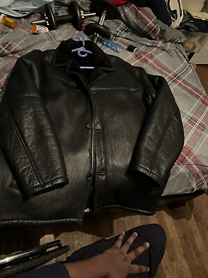 #ad Never Worn Men’s leather fur Shearling coat. $200.00