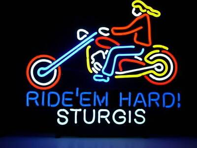 #ad Ride#x27;em Hard Sturgis Motorcycles Biker 24quot;x20quot; Neon Light Sign Lamp Garage Club $219.79