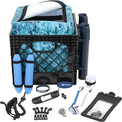 #ad Mossy Oak Storage Crate with Dry Bag Fishing Accessories Kit 24 Piece Blue $33.83