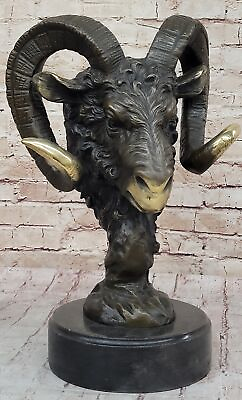 #ad Game Hunter Big Horn Sheep Ram Bronze Marble Statue Sculpture Lodge Artwork Sale $314.65
