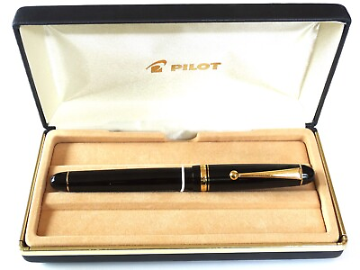 #ad PILOT CUSTOM 74 FOUNTAIN PEN IN BLACK amp; GOLD WITH 14K SOLID GOLD NIB FM MINT $157.25