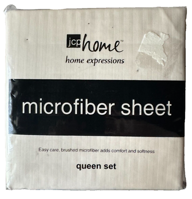 #ad JCP Home Expressions 4 pc Microfiber Queen Sheet Set Embossed Egret b11 $15.16