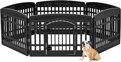 #ad US Portable 24quot; 6 Panel Exercise Pet Playpen Dog Fences Gate Home Indoor Outdoor $83.35