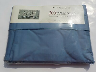 #ad JCP HOME COLLECTION FULL FLAT SHEET SMOKE BLUE 200 TC SMOOTH TOUCH PERCALE $9.99