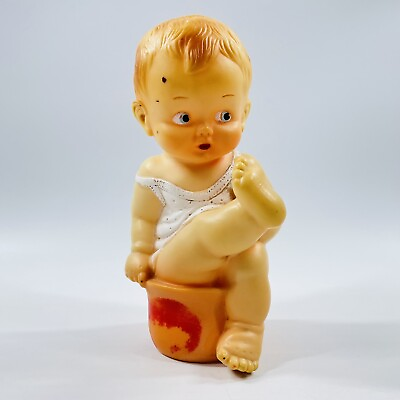 #ad Vintage Sitting Girl Chamber Pot Squeaker Squeak Toy Rubber Leda Made Italy AU $48.00