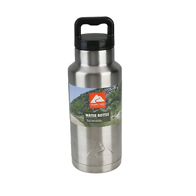#ad Ozark Trail 36 oz Silver and Black Double Wall Vacuum Sealed Stainless Steel Wat $11.88