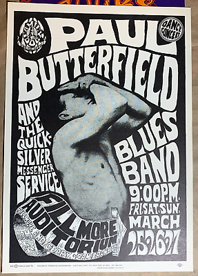 #ad PAUL BUTTERFIELD 1966 FILLMORE AUDITORIUM FAMILY DOG CONCERT POSTER FD 3 2 $99.95