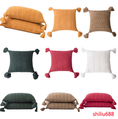 #ad Knitting Cushion Pillowcase Sofa Throw Waist Pillow Case Bed Cover Home Decor $16.34