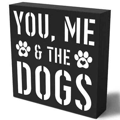 #ad Funny Dog Lover Wooden Box Sign Plaque You Me and the Dogs Wood Box Sign Rust... $14.66
