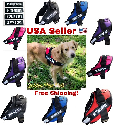 #ad Pet Dog Puppy Soft Harness Vest Adjustable Reflective Service ESA Dog S M L XL $10.99