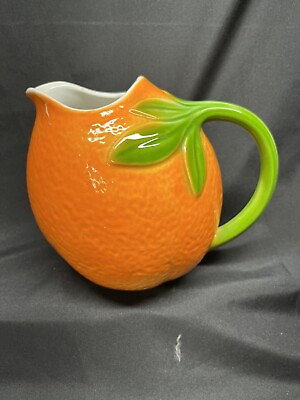 #ad William Sonoma Orange Wide Mouth Fruit Pitcher Italy CHIPPED SEE PICS pre Owned $20.00