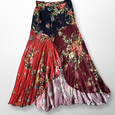 #ad FARM RIO Vintage Skirt Womens S Floral Maxi Front Slit Front Flowy Boho Beach $50.00