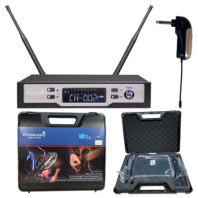 #ad Guitar Straight pug Angled plug Microphone DJ Wireless UHF Guitar Mic Reciever $129.92