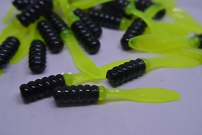 #ad JASONS CRAPPIE FLOPPERS 2quot; 30 PACK CRAPPIE LURES JIGS BLACK amp; CHARTREUSE G2 $8.25