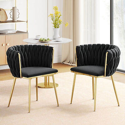 #ad Velvet Solid Back Arm Chair Upholstered Dining Chair for Dining Room Set of 2 $129.99