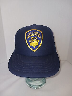#ad Vintage CALIFORNIA HIGHWAY PATROL POLICE HAT Snapback Blue Trucker Cap $15.00