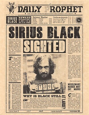 #ad Harry Potter Daily Prophet Sirius Black Sighted Flyer Poster Replica $2.33