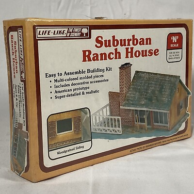 #ad Vintage LIFE LIKE #x27;N#x27; Scale Suburban Ranch House No 7412 NOS Sealed $19.95