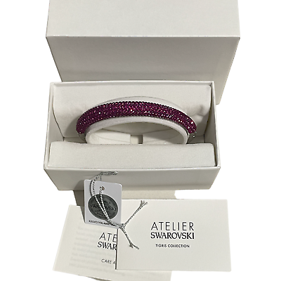 #ad Swarovski Atelier Tigris bangle Pink bangle Rhodium plated New Bracelet $141.55