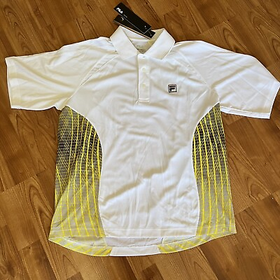 #ad NWT Retro Fila Mens Center Court White Tennis Shirt Size Medium USA Vintage $16.00