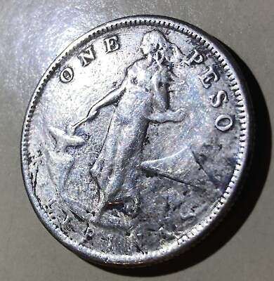 #ad Manila Bay Sea Salvage 1908 Philippines Peso Silver Coin $200.00