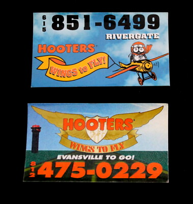 #ad Vtg Hooters Wings to Fly Magnets Rivergate TN Evansville IN To Go Order Promo $29.26