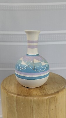 #ad Vintage Navajo Art Pottery Pastel Traditional Southwestern Handmade Vase Signed $24.49