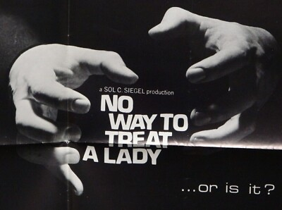 No Way to Treat a Lady 🎬 1968 Original Theater Crime Movie Poster Rod Steiger $129.00