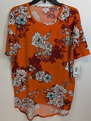 #ad Lularoe Irma XS Size Orange With Floral Pattern NWT $15.99