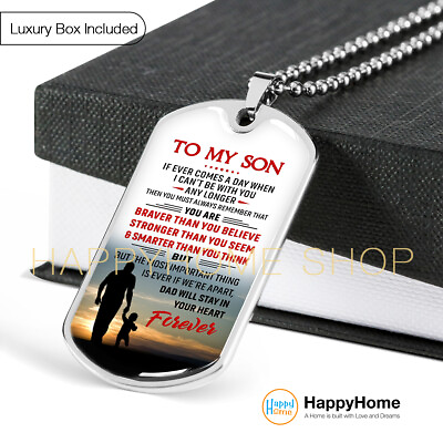 #ad Dog Tag Birthday Gift for Son from Father I Will Stay in Your Heart Forever D334 $55.31