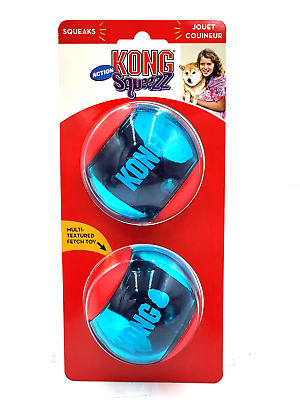 KONG Squeezz Action Ball Red 2 Count Large Squeaky Dog Fetch Toy $12.89