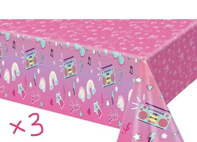#ad 3 Plastic Tablecloths Barbie Party Supplies Barbie Birthday Themed Party NEW $8.99