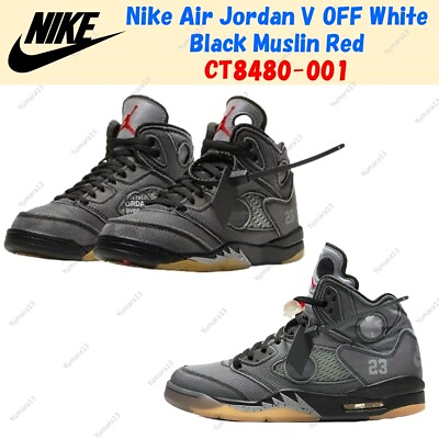 #ad Nike Air Jordan Retro V 5 OFF White Black Muslin Red CT8480 001 US 4 14 New $864.53