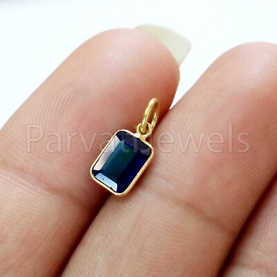 #ad Treated Sapphire Solid 18k Gold Charms Handmade Gift Womens Girls Charm Pendant $71.10