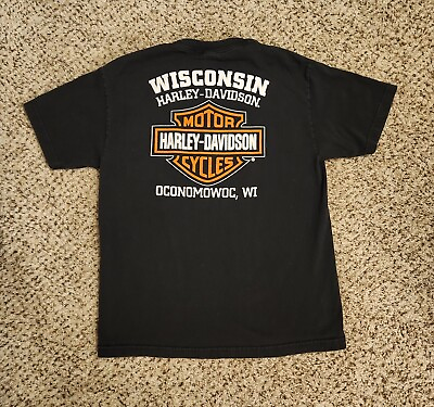 #ad harley davidson t shirt mens large Wisconsin Oconomowoc Biker Motorcycle Hog $19.99